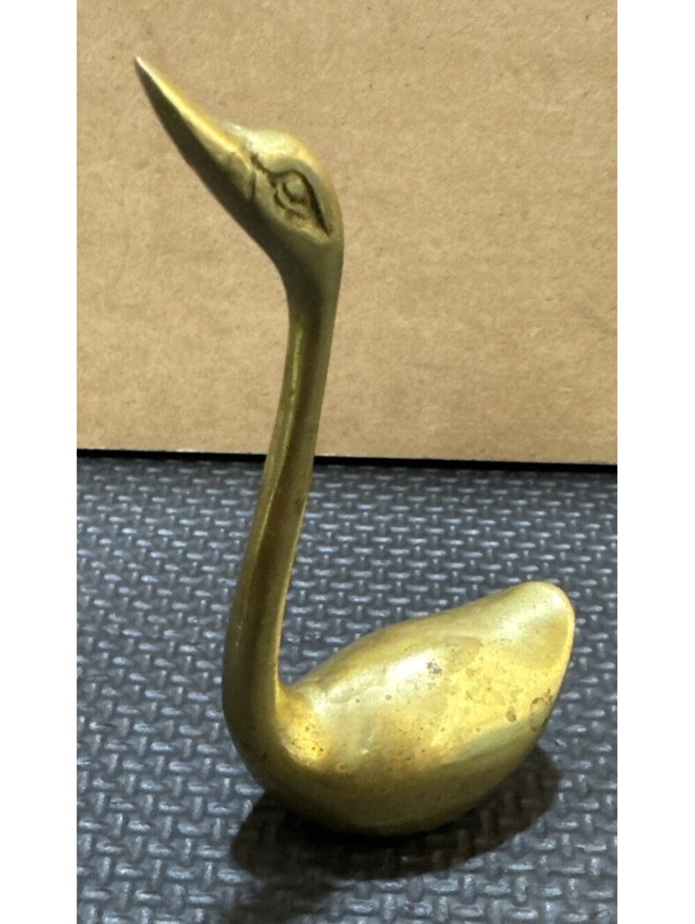 Vintage Small Brass Swan Figurine 4” | Upward Gaze | MCM